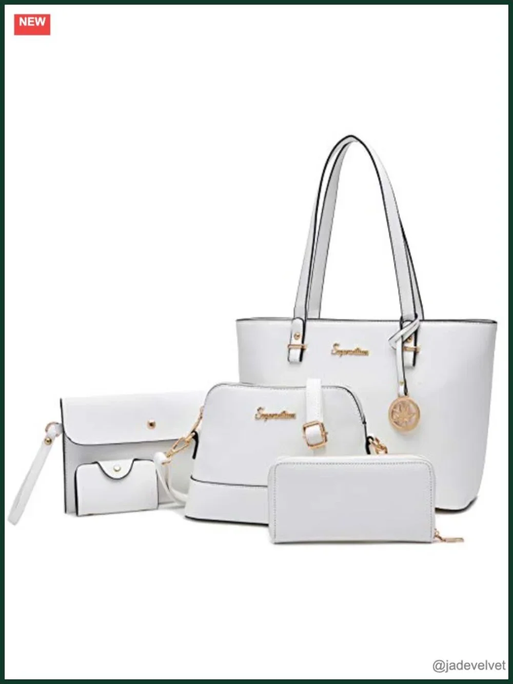 Faux Leather Satchel Set 5pcs Tote Messenger Bag Wallet Clutch